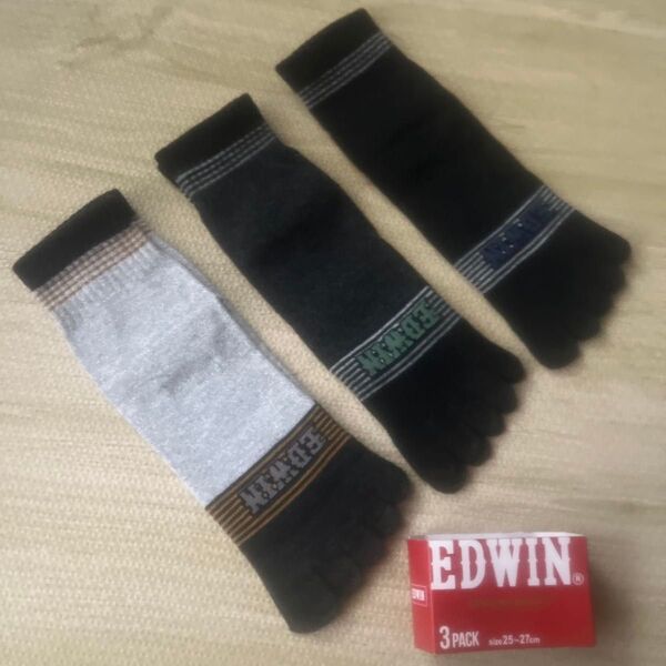 グンゼ EDWIN エドウィン 五本指ソックス 3足組 サイズ25〜27cm