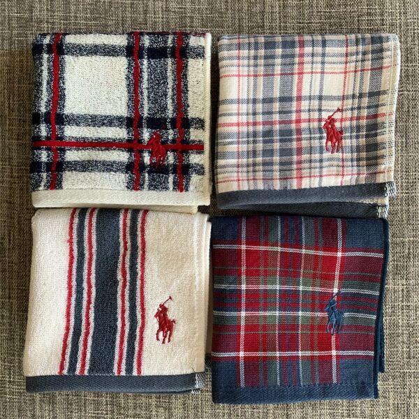 プレゼントに最適 ラルフローレン ハンドタオル ガーゼハンカチ メンズ レディース RALPH LAUREN 四枚セット