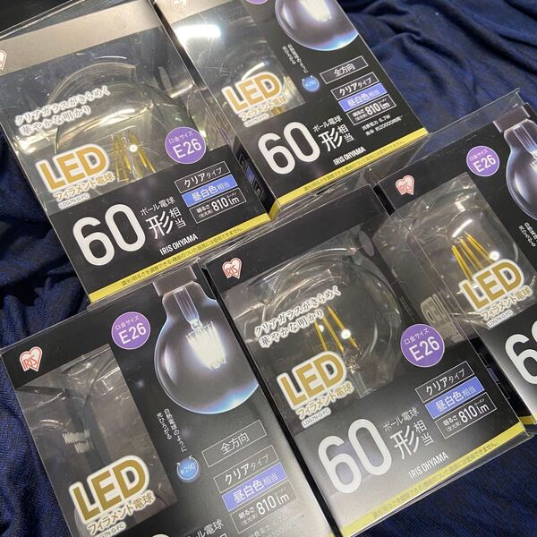 アイリスオーヤマ LED電球 E26 60形 昼白色 LDG7N-G-FC 5個セット