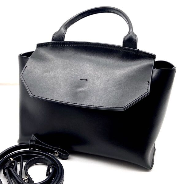 ★ほぼ新品★YAHKI ヤーキ 2WAY ショルダーバッグ ハンドバッグ ブラック 本革 床革 マグネット開閉 希少
