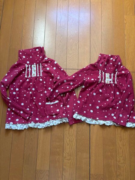 姉妹お揃い トップス 長袖 タートルネック 裏起毛 フリース 100 120 女の子