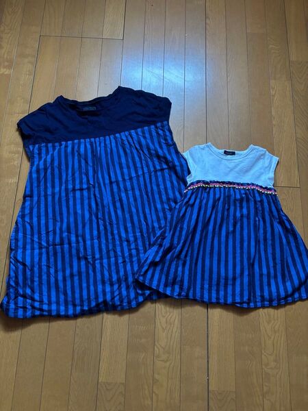 親子お揃い カルディア ワンピース 半袖 キッズ 女の子 ノースリーブ チュニック セット