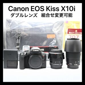 美品 【Canon EOS Kiss X10i ダブルレンズ】 キャノン 一眼レフカメラ Wi-Fi搭載 初心者おすすめ 安心取引