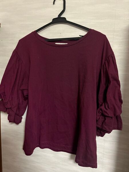 chocol raffine robe ボルドー ワインレッド 五分袖カットソー ブラウス