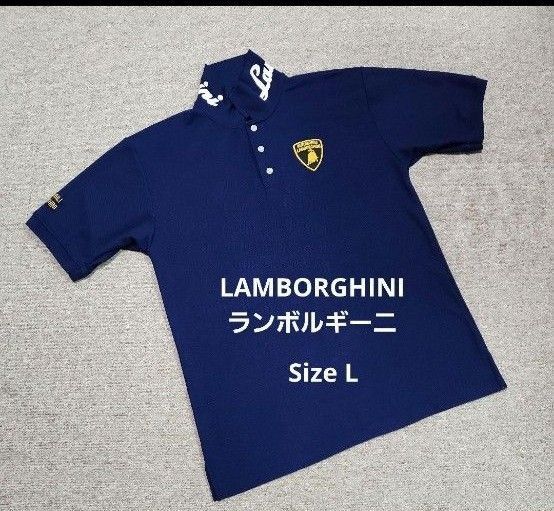 LAMBORGHINI ランボルギーニ ポロシャツ ネイビー Lサイズ