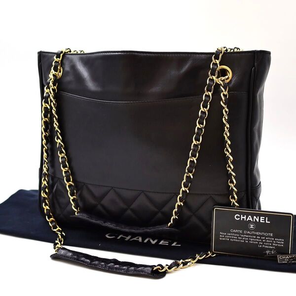 シャネル CHANEL マトラッセ ブラック ショルダーバッグ ゴールド金具 ココマーク チェーンショルダー バッグ ラムスキン