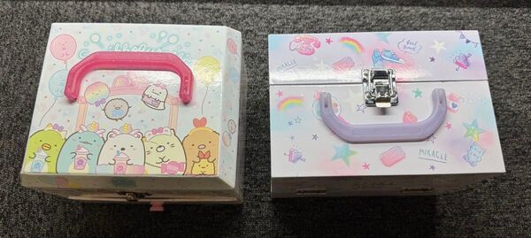 すみっコぐらし とペガサス柄の裁縫箱 ソーイングボックス メイクボックス コスメボックス 収納2個セットになります。