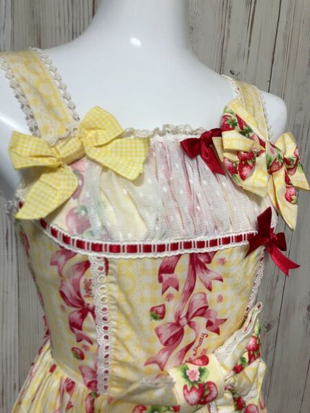 Angelic Pretty JSKヘッドドレスカフスセット スウィートリボンストロベリー