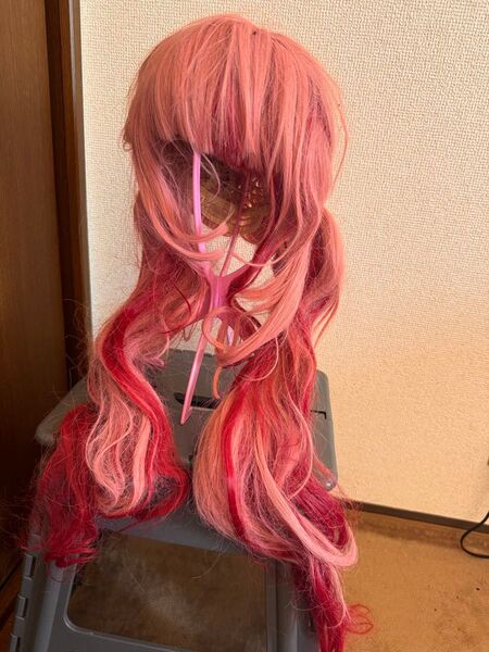 コスプレ ウィッグ ピンク レッド ツインテール ウィッグ コスプレ ロング ウイッグ