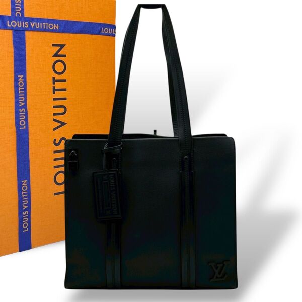 ほぼ未使用 ルイヴィトン アエログラム テイクオフ トートバッグ レザー LOUIS VUITTON ブラック