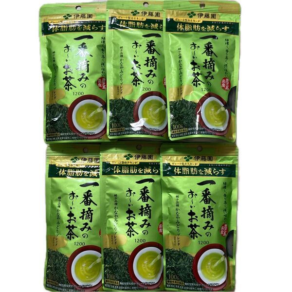 ☆新品☆伊藤園 一番摘みのお~いお茶 1200 かなやみどりブレンド 6個セット 緑茶 茶葉