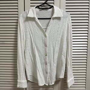 【ZARA】 パンチング シャツ XS 長袖