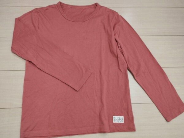 ロンT 160 長袖 テラコッタ ピンク キッズ 無地 女の子 男の子 ガールズ ボーイズ Tシャツ
