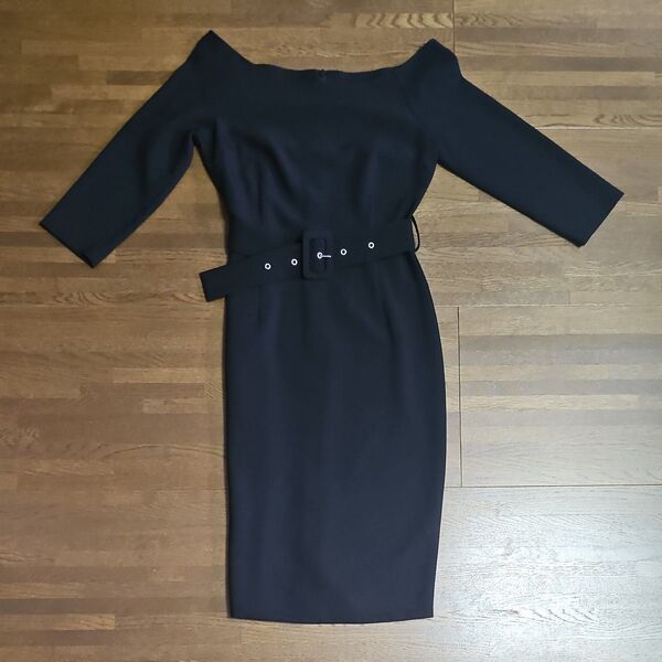 【ZARA】オフショルダーワンピース 黒 ベルト付き