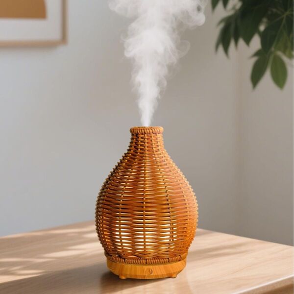 ラタン風 ディフューザー加湿器 アロマディフューザー 小型 超音波式 静音