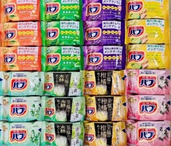 ①定番 入浴剤 花王バブ 8種類24個 色付き透明湯 kao 炭酸力 ユーカリ