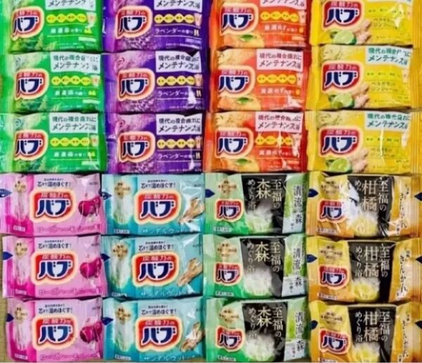 ②定番 入浴剤 花王バブ 8種類24個 色付き透明湯 kao 炭酸力