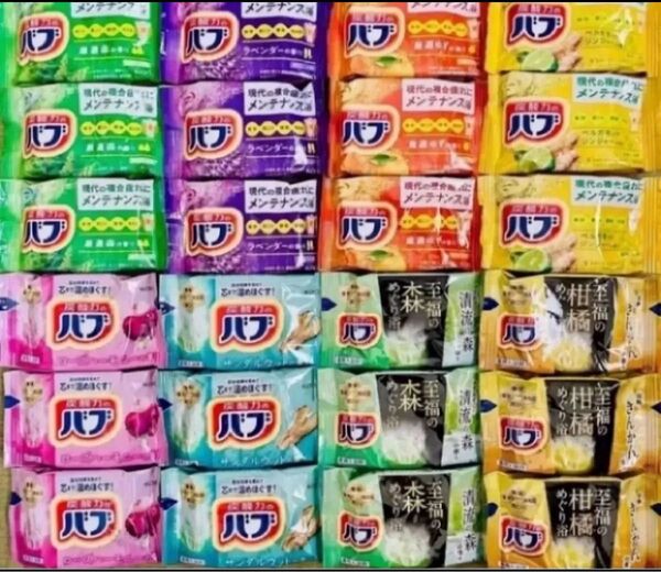 ②定番 入浴剤 花王バブ 8種類24個 色付き透明湯 kao 炭酸力