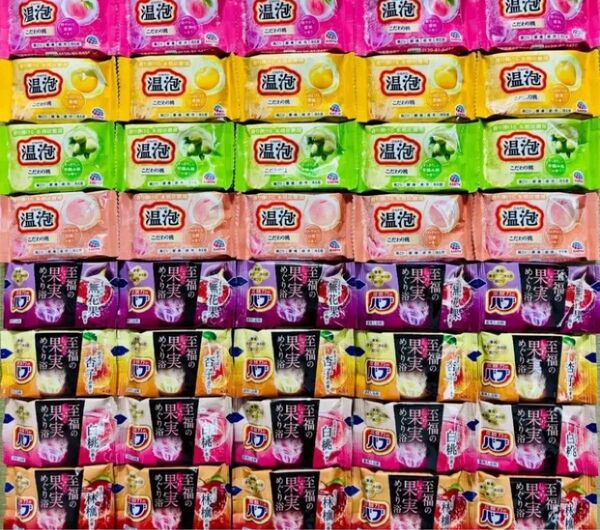 温泡 入浴剤 バス用品 至福の果実めぐり浴 アース製薬 バブ 花王 新商品 こだわり桃 透明湯 8種類40個