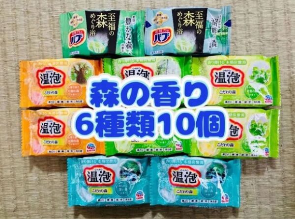 入浴剤 花王バブ kao 森 6種類10個 色付き透明湯 温泡 アース製薬 至福の森めぐり浴