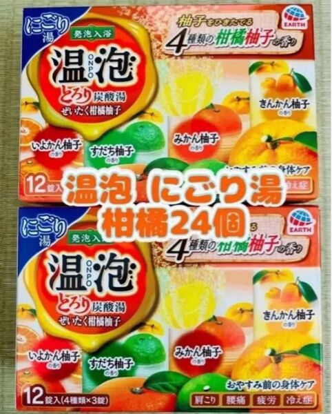 ①入浴剤 ゆずの香り アース製薬 温泡 にごり湯 24個 柑橘系 とろり炭酸湯
