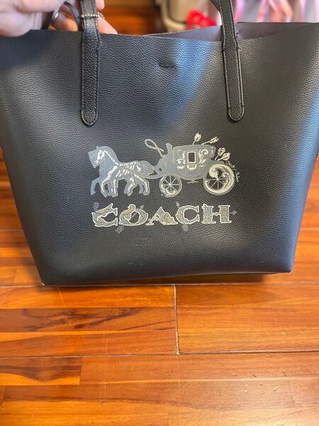 *希少*COACH コーチブラック トートバッグチェルシー ホースA4サイズ鞄 バック コラボ 大容量 レザー