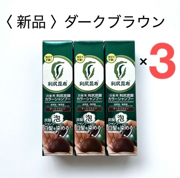 【新品】利尻炭酸カラーシャンプー 白髪用 泡/ダークブラウン 3本