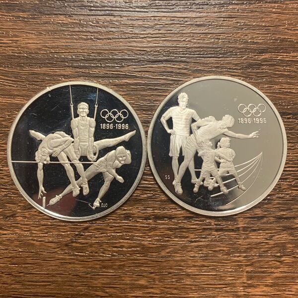 【SV925 67g】オリンピック100周年記念15ドル銀貨2種揃プルーフセット 1992年