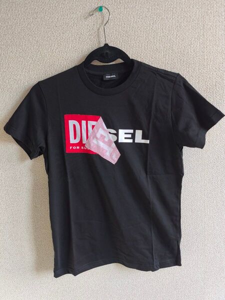 新品未使用10Y DIESEL ロゴ ブラック T-SHIRT T-DIEGO-QAT ディーゼル シャツ 140cm相当 タグ付