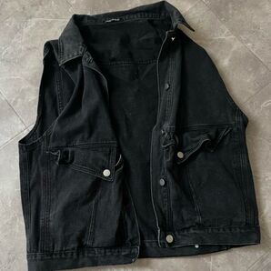 オシャレ上級者!デニムベスト ブラック