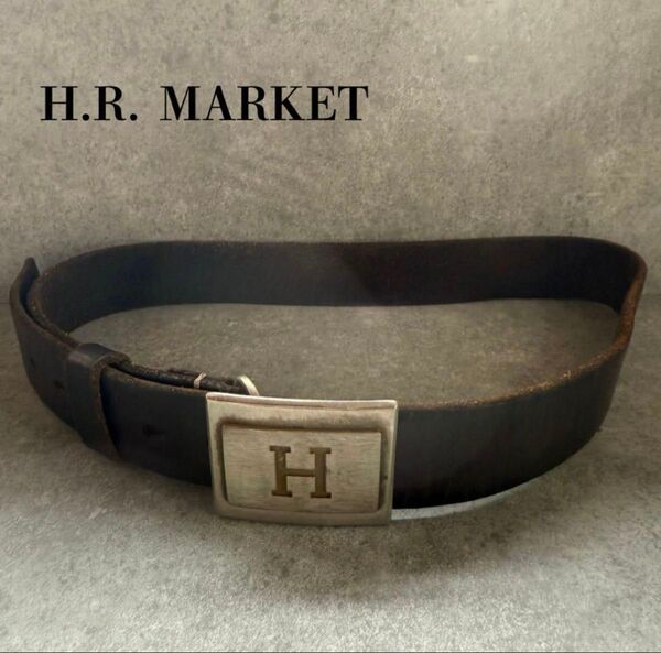 貴重H.R. MARKET ハリラン ダークブラウン レザーベルト HRM