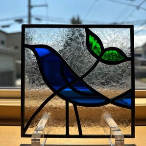 ステンドグラス パネル 青い鳥