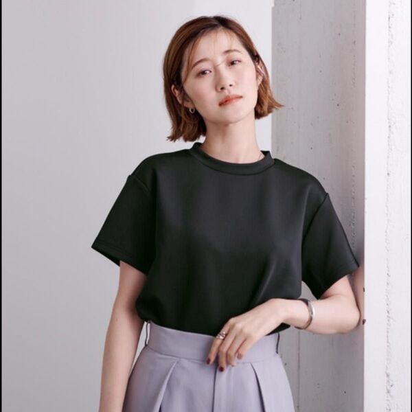 【M】ボンディングクロップドプチハイネックTシャツ ショート丈 低身長