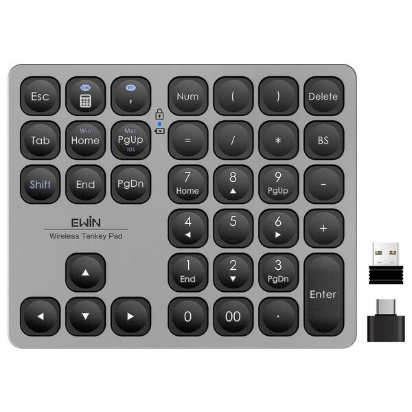 テンキー Bluetooth5.2 / 2.4G接続 2台接続 Mac対応テンキー ワイヤレス 数字キーボード Bluetooth