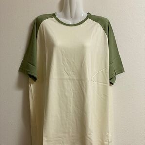 ☆新☆メンズ半袖ラグランTシャツ※アイボリー系※3L※身生地上質綿100%・リブ部分綿96%ポリウレタン4%※値下げ不可!