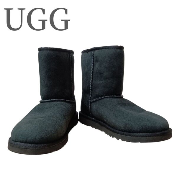 【美品】アグ UGG ムートンブーツ クラシックショートブーツ 24.5cm 黒