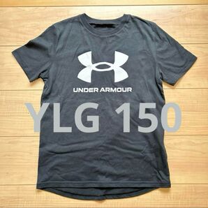 【毎日着たがる!】アンダーアーマー 半袖 Tシャツ YLG 150 黒 UNDER ARMOUR ビッグロゴ