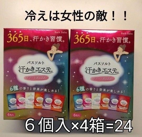 汗かきエステ 気分 アソートボックス 24包 入浴剤 バスソルト 冷え性 温活 リラックスナイト ゲルマホットチリ 入浴剤