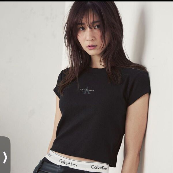 M サイズ 【Calvin Klein Jeans モノグラム ベイビーTシャツ】試着のみ 美品 ハニ ヘイン 着用 モデル
