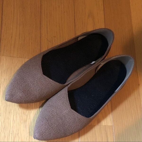 シューズ ローヒールパンプス フラットシューズ ニットパンプス