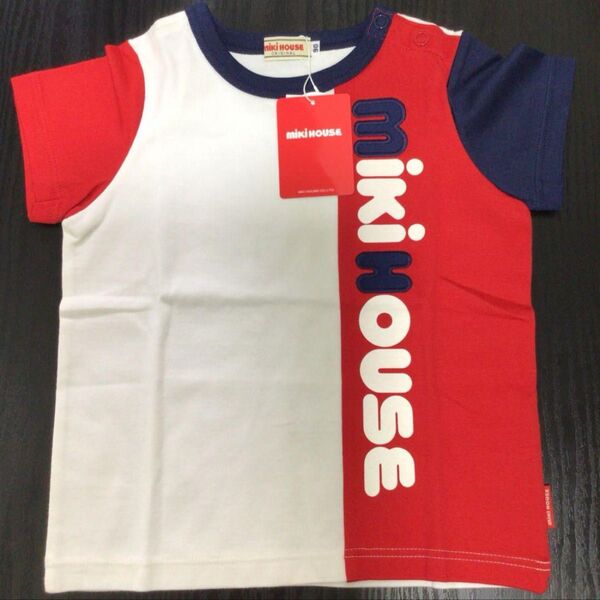 新品未使用 タグ付き ミキハウス ロゴTシャツ 90cm