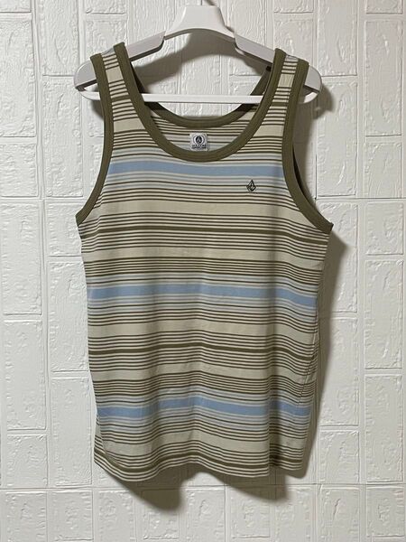 VOLCOM タンクトップ メンズ グリーン系 ボーダー柄