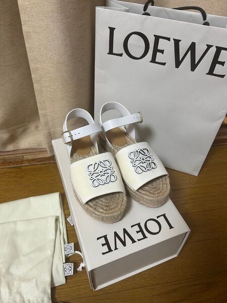 LOEWE ロエベ アナグラム サンダル エスパドリーユ 39 ホワイト
