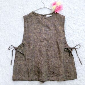fog linen work × B:MING by BEAMS リトアニアリネンベスト ミックスカラー リボン
