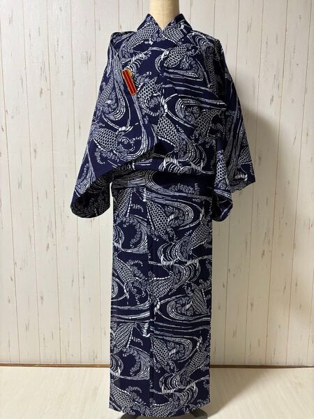 鯉の綿絽の浴衣 m4308