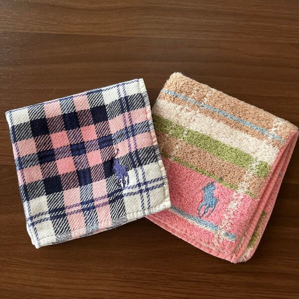 《14日迄の特別SALE》【美品】ラルフローレン タオルハンカチ 2枚セット
