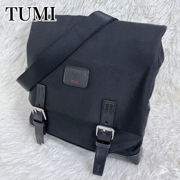 TUMI ナイロン ショルダー バッグ A4収納対応 ブラック 斜め掛け 男女兼用 キャンバス レザー