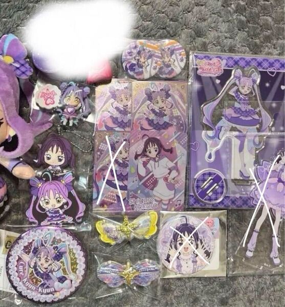 キミプリ 紫雨こころ キュアキュンキュン アクスタ 缶バッジ カード ぬいぐるみ ラバスト リボン グッズ