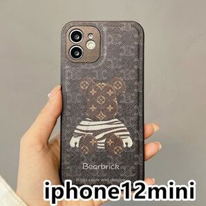 iphone12miniケース カーバー TPU 可愛い 熊 軽量 ブラウン1