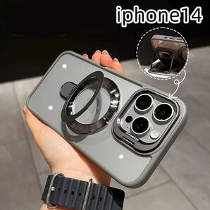 iphone14ケース カーバー ワイヤレス充電 グレー